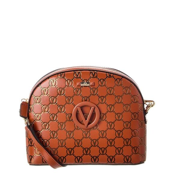 Valentino By Mario Valentino Diana Monogram Leather Crossbody Brown
